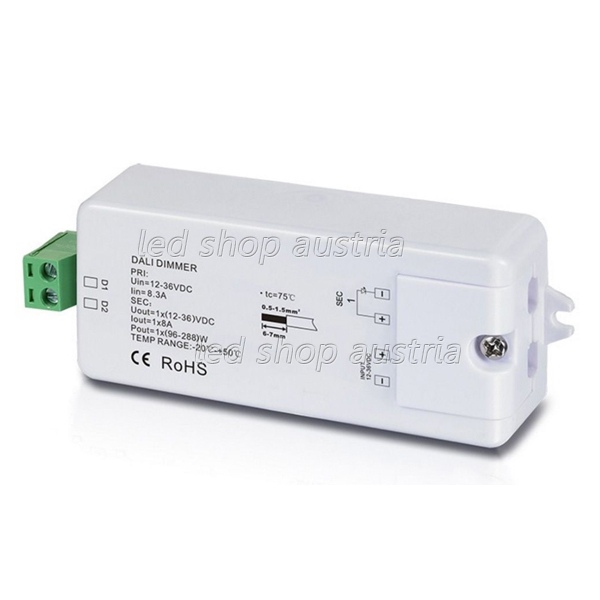 (Bild für) DALI PWM-Dimmer (1 Adresse) 12-36V, 1 Kanal, 12-36V 8A, 48V 4A