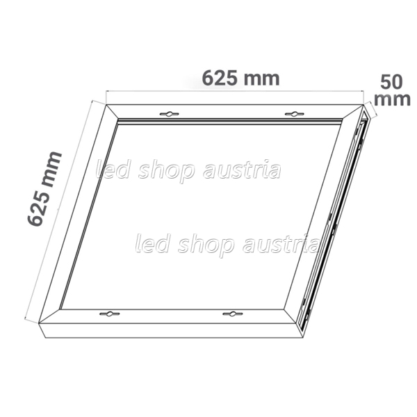 Aufbau-/Abhängerahmen weiß für LED Panel 625X625mm