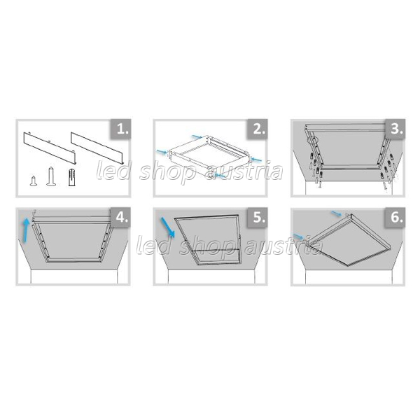 Aufbau-/Abhängerahmen weiß für LED Panel 625X625mm