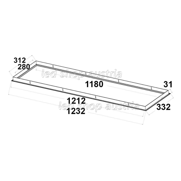 Einbaurahmen weiß für LED Panel 1200x300mm