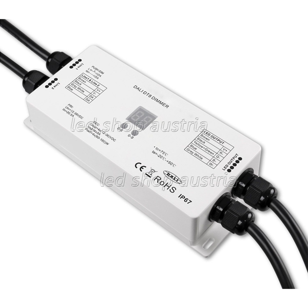 DALI DT81 Adresse Universal Push-Dim PWM-Dimmer IP67, 4 Kanal, 12-36V 4x5A, 48V 4x3A