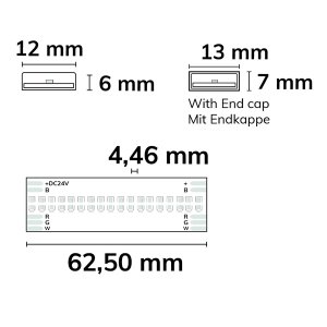 LED HT RGB+WW COB Flexband für bis zu 100°C, 24V DC, 19W, IP68, 5m, 896LED/m
