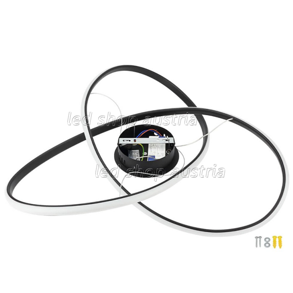 30W LED Pendelleuchte Warmweiß Schwarz Ø60cm