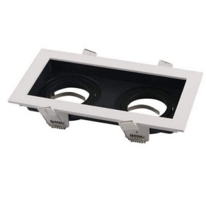 Einbaurahmen für LED GU10 rechteckig weiß/schwarz 2-fach inkl. Fassung