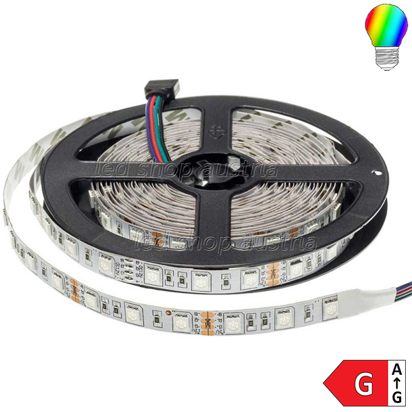 LED Strip 12V 5050 60LED/m RGB 5m Rolle selbstklebend - zum Schließen ins Bild klicken