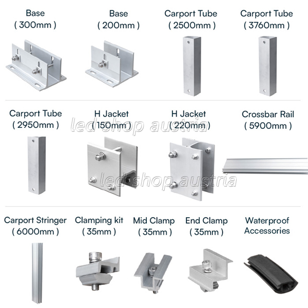Carport Bausatz Doppelstellplatz Aluminium silber (ohne PV- Module)