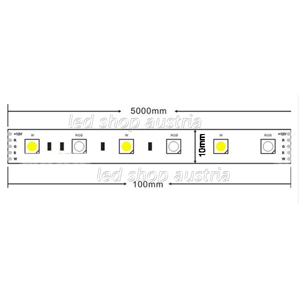 LED Stripe 12V RGB+neutralweiß (RGB-NW) 5m Rolle selbstkelbend 10mm