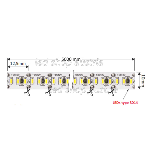 3014 LED Strip 18W/m 5m Rolle selbstklebend warmweiß