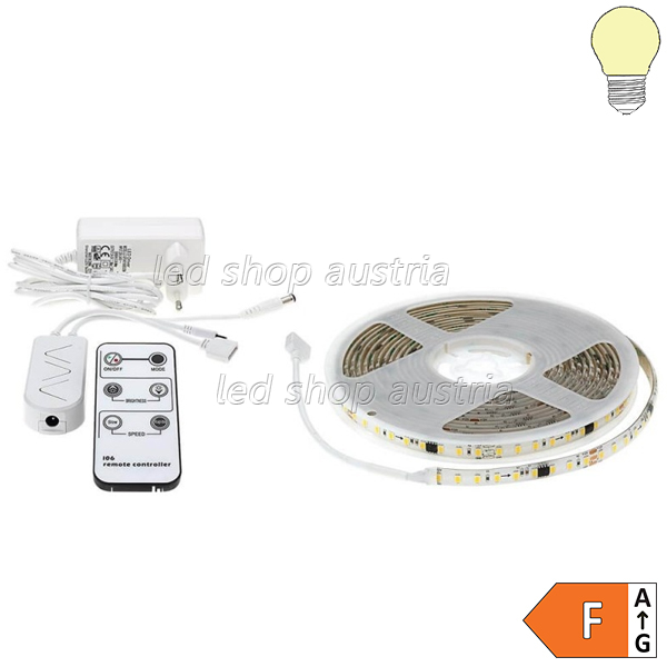 SET: LED Streifen digital 12V 4,8W/m warmweiß IP65 5m inkl. Steuerung und Netzteil