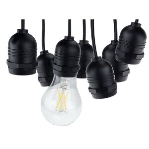 Lichterkette schwarz mit E27 Fassung 15 Stk. 14 Meter IP65