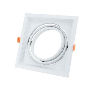 Einbaurahmen für LED AR111 Rechteckig 185x185mm Schwenkbar 1 Spot Silber 2er Packung