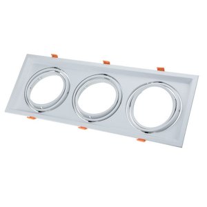 Einbaurahmen für LED AR111 Rechteckig Schwenkbar 3 Spots Weiß 2er Packung