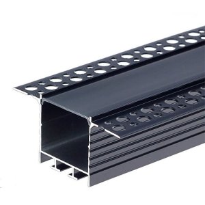 LED Profil Typ Oh eloxiert schwarz mit schwarzer Abd. Trockenbau SET 2m