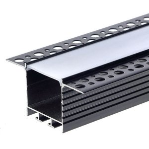 LED Profil Typ Oh eloxiert schwarz mit opaler Abd. Trockenbau SET 2m