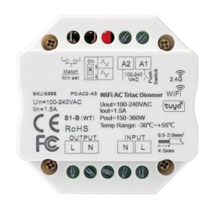 LED TRIAC Push- Dimmaktor für dimmbare 230V Leuchtmittel/Trafos, LED max. 200W