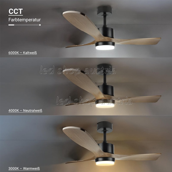 (Bild für) 18W LED Deckenventilator Nuss schwarz CCT