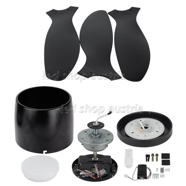 (Bild für) 18W LED Deckenventilator schwarz CCT