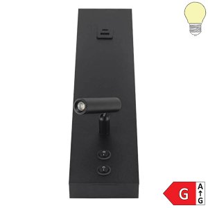 11W Wandleuchte Schwarz mit Schalter und USB warmweiß