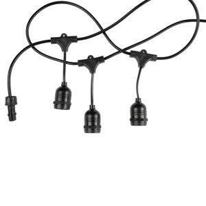Lichterkette schwarz mit E27 Fassung 10 Stk. 5 Meter IP65