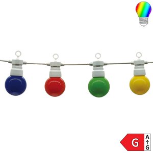Party- Lichterkette weiß inkl. LED Birnen 10Stk. 8 Meter IP65 bunt