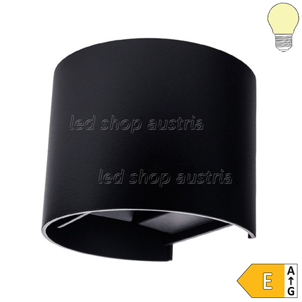 (Bild für) 6W LED Außen- Wandleuchte halbrund Up-Down schwarz warmweiß