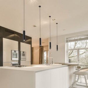 LED Pendelleuchte Slanted GU10 30cm schwarz mit schwarzem Reflektor