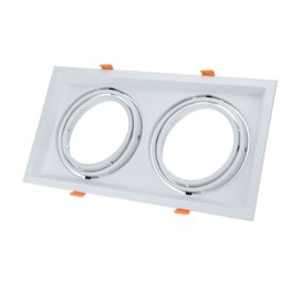 Einbaurahmen für LED AR111 Rechteckig Schwenkbar 2 Spots Weiß 2er Packung