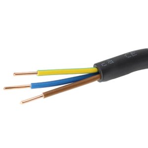 Erdkabel schwarz isoliert E-YY-J-3x2,5mm² 1m