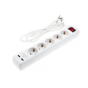 Steckdosenleiste 5-fach 1,5m Kabel 16A mit Schalter u. USB-Anschluss
