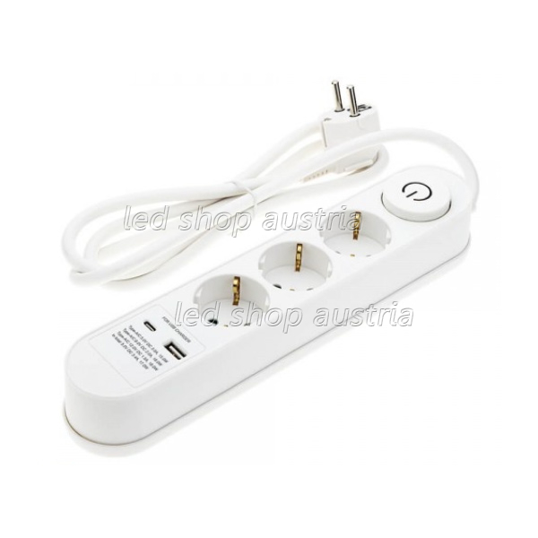 (Bild für) Steckdosenleiste PREMIUM 3-fach 3m Kabel 16A mit Schalter u. USB-Anschluss