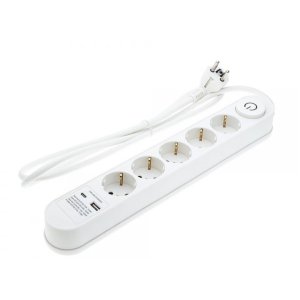 Steckdosenleiste PREMIUM 5-fach 3m Kabel 16A mit Schalter u. USB-Anschluss