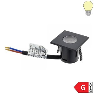 Möbeleinbauspot 230V 1W schwarz quadratisch warmweiß