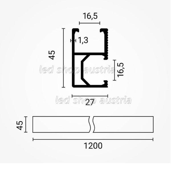 (Bild für) Montageprofil für Solarpanels 27x45x1200mm