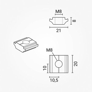 Befestigung für Solarpanels T-Bolzen M8x25mm