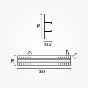 Montageprofil 70x22x380mm für Solarpanels