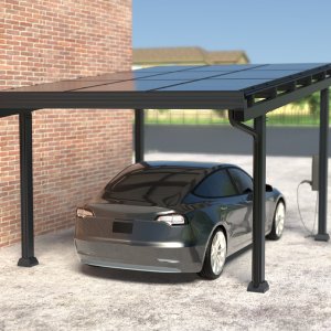 Einzelstellplatz Solar-Carport Aluminium inkl. PV- Module Komplettbausatz