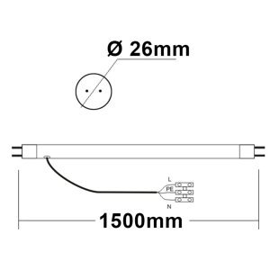 T8 LED Röhre mit Kabelanschluss 150cm 33W frosted kaltweiß