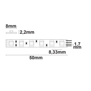 LED Strip Micro 24V 12W/m 120LED/m 5m Rolle selbstklebend RGB