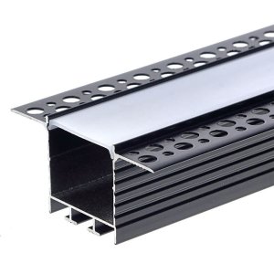 LED Profil Typ Oh eloxiert schwarz mit opaler Abd. Trockenbau SET 2m