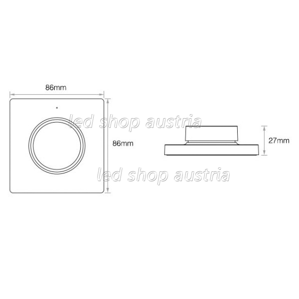 (Bild für) LED Single Color RF- Wand- Drehdimmer Fernbedienung (Pilot)