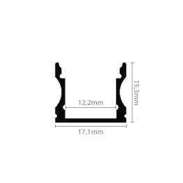 LED ALU Profil Surface_2 2000mm schwarz