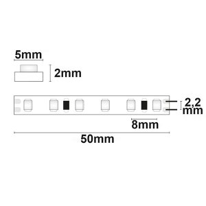 LED Strip Micro 24V 9,6W/m 120LED/m 5m Rolle selbstklebend warmweiß