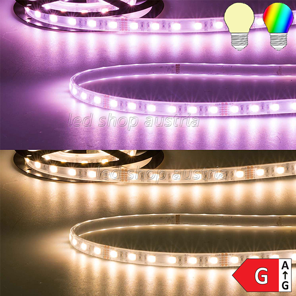 (Bild für) LED Strip RGB+WW 24V IP67 60 LED/m 5m selbstklebend