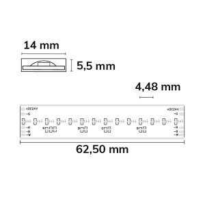 LED COB Strip RGB+WW 24V IP68 896 LED/m 5m selbstklebend