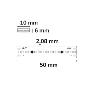 LED COB Strip bis 100°C 24V 480 LED/m 5m selbstklebend warmweiß