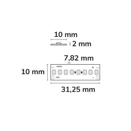 LED Strip Linear 48V IP20 256 LED/m 5m selbstklebend WW+NW