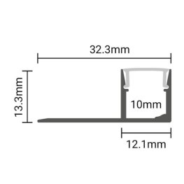 LED Fliesen- Randprofil ALU FLOOR-O 2000mm SET