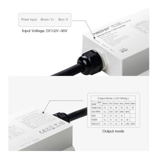 LED RGB-W-WW, CCT und Single Color Universal Receiver (5in1) IP67