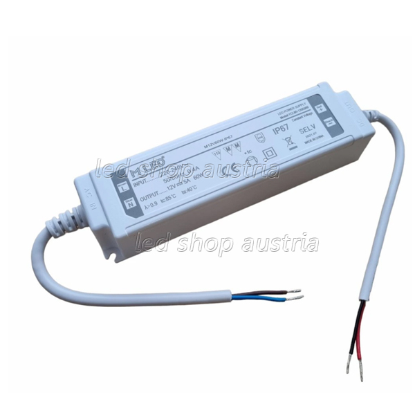 (Bild für) LED Trafo IP67 für LED Leuchtmittel - 12V 60W DC