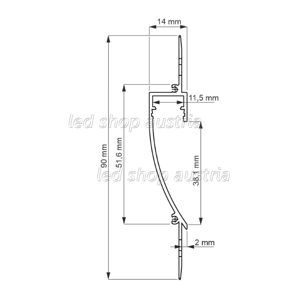 LED Profil ALU DEOLINE TYP J 2000mm